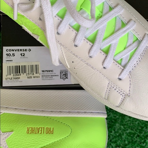CONVERSE PRO LEATHER OX WHITE/GHOST GREEN/WHITE MN - Picture 16 of 16